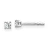 18k White Gold 1/10 carat Lab Grown Diamond VS+ F+ Round Complete Four Prong Stud Earrings